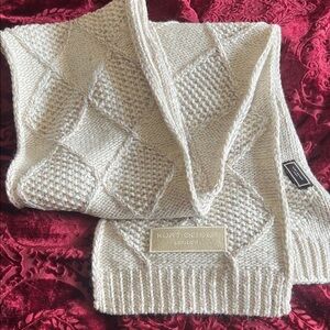 Kurt Geiger Textured Knit Scarf Cream With Metallic Rainbow Threads